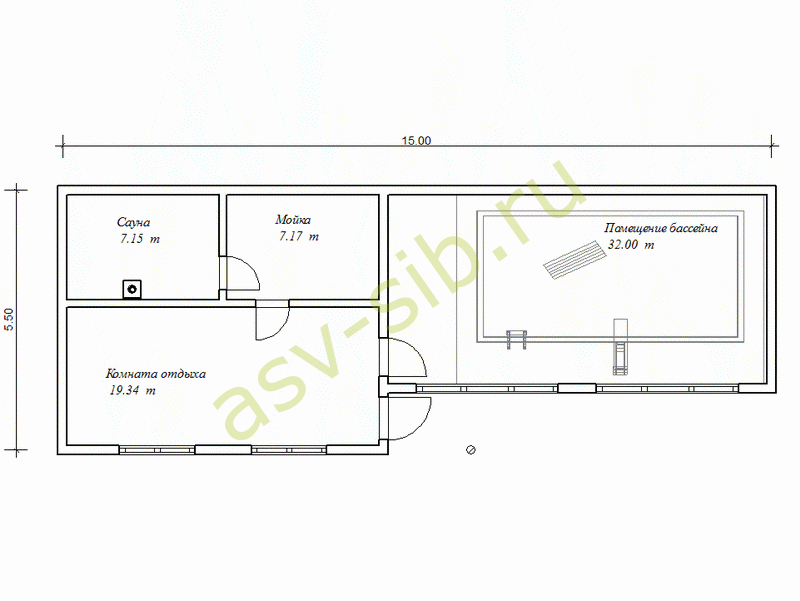 Схема бани с бассейном